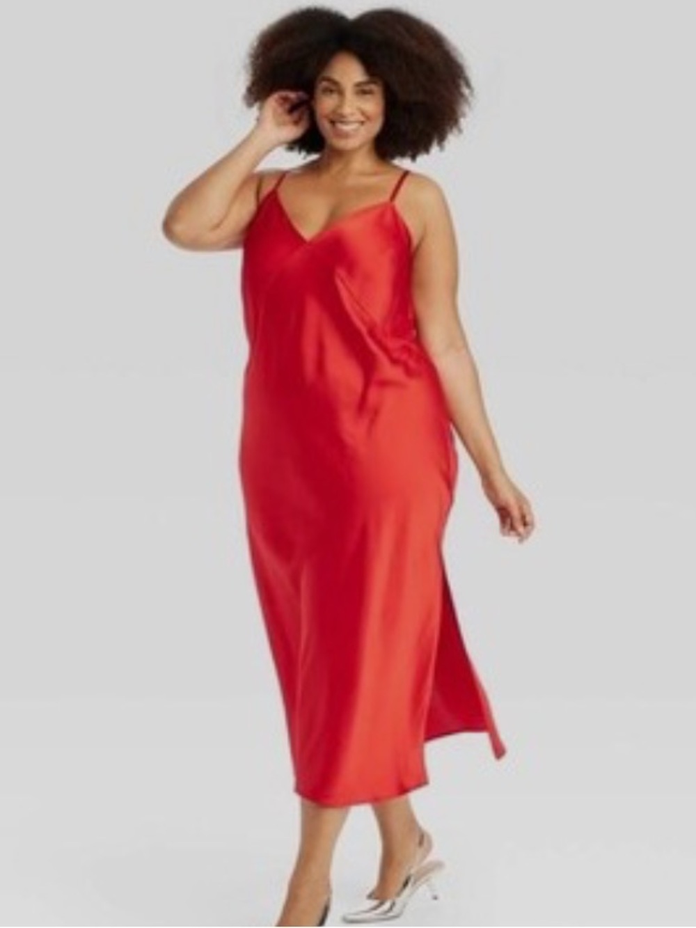 a new day Red Satin Slip Dress